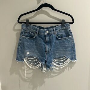 All Saints High Waist Denim Shorts - 28